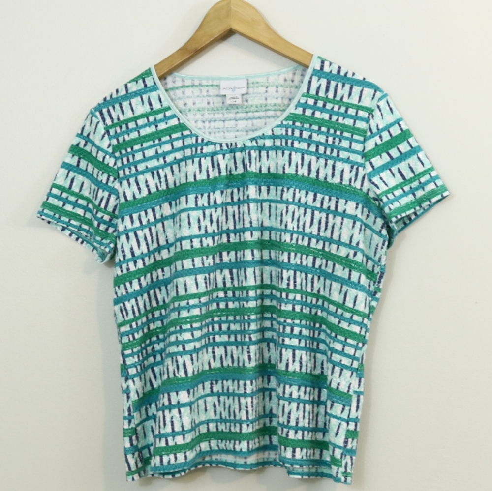 Jaclyn Smith Cotton Blend Striped Textured Top